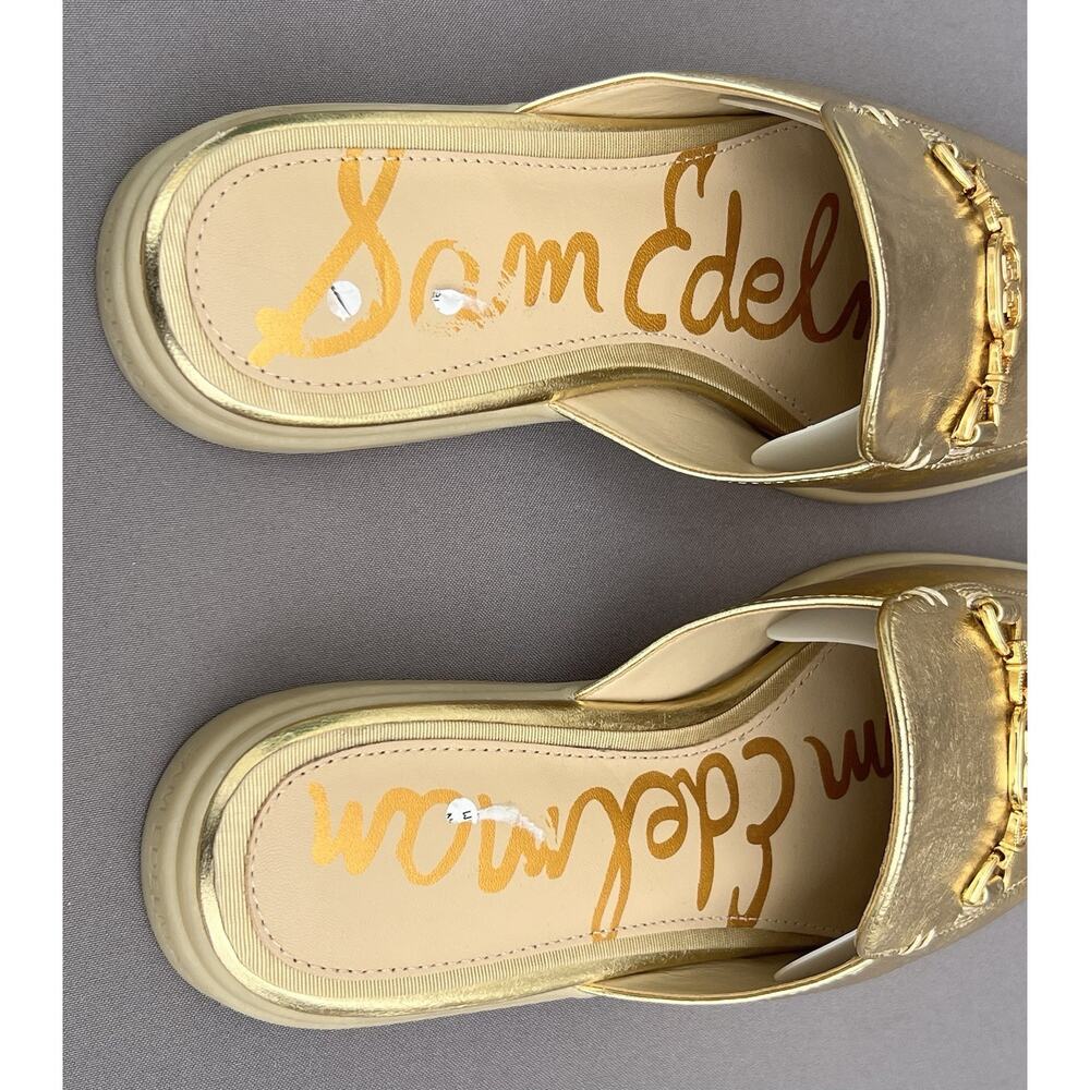 SAM EDELMAN Kira Mule Leather upper Women’s Shoes Amber Gold 8.5 US Size - Picture 8 of 13